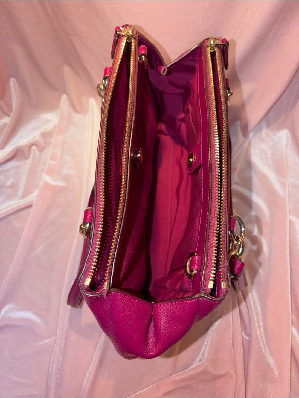 Coach Christie Mini Carryall Crossbody Satchel | Magenta Crossgrain Leather - Picture 7 of 8